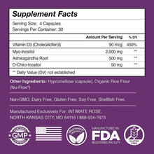 Load image into Gallery viewer, Myo-Inositol Supplement for PCOS with Ashwagandha and Vitamin D - 120 Capsules