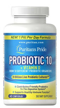 Load image into Gallery viewer, Puritan's Pride Probiotic 10 with Vitamin D 60 Capsules
