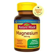 Load image into Gallery viewer, Nature Made Magnesium Supplement 250 mg Tablets
